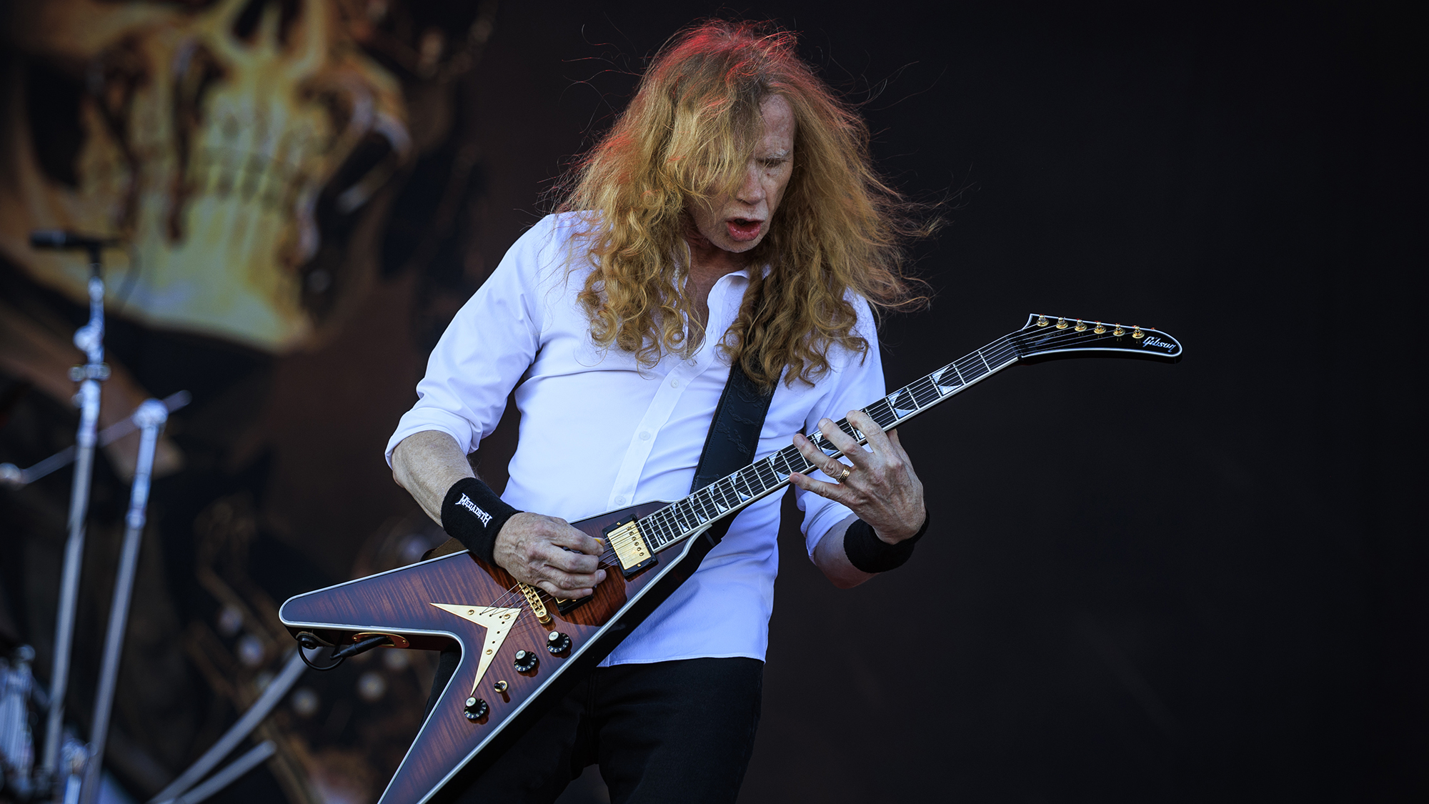 Dave Mustaine from Megadeth performs on stage at the Tons of Rock festival on June 28, 2025 in Oslo, Norway